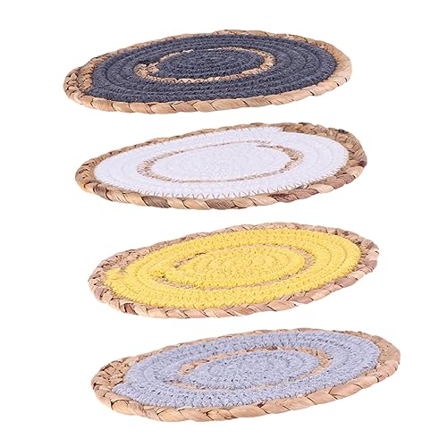 SOIMISS Stroh Runde Tisch Matten Set 4 Stücke Wärme Handgemachte Tasse Matte Japanischen Topf von SOIMISS