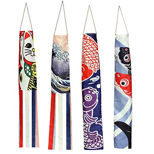 SOIMISS 4 Stück Japanische Karpfen Windsack Streamer Fisch Flagge Drachen Dekorative Wind Flagge im Freien Hängende Dekorationen Geschenke für Hausgarten Sushi Bar Restaurant von SOIMISS