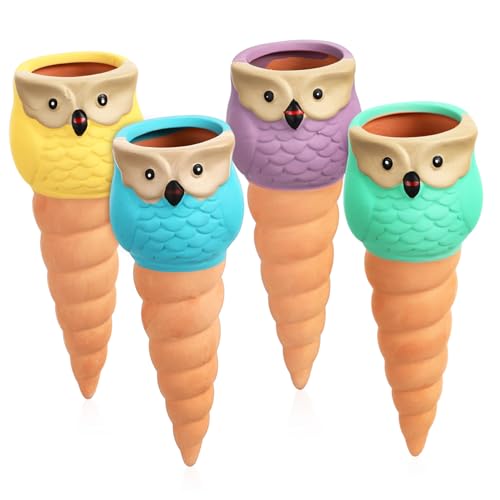 SOIMISS 4 Stück Keramik Eulen Bewässerungssystem Teilig Selbstbewässernde Pflanzenbewässerung für Topfpflanzen Gartendekor Langlebig Sicher Vielseitig Einsetzbar von SOIMISS
