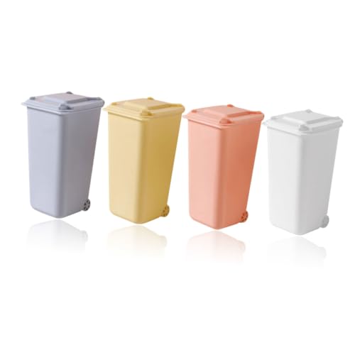 SOIMISS 4 Stück Mini Tischmülleimer mit Deckel Set Kreative Schreibtisch Abfalleimer aus Robustem Multifunktionale Desktop Organizer für Müll und Stifte Kompakt und Platzsparend von SOIMISS