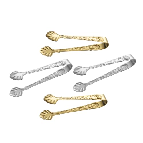 SOIMISS 4 Stück Teiliges Edelstahl Eiswürfelzange mit Rosenmotiv Mini Zuckerzange für Kaffee Bar Servierzange für Eis Zuckerwürfel und Appetizer Dekorativ und Vielseitig für Tee und von SOIMISS