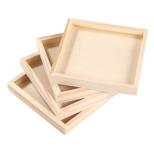 SOIMISS 4 Stück Teiliges Holztabletts aus Unbehandeltem Holz Stabiles Aufbewahrungs und Serviertablett Spezielles Puzzle Organizer Tablett für Teilige Spielsteine Praktische Sortierhilfe von SOIMISS