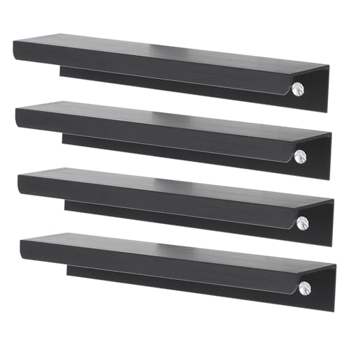 SOIMISS 4 Stück Teiliges Unsichtbare Fingerzuggriffe für Küchenschränke Verdeckte Möbelgriffe aus Langlebiger Legierung Matte Schwarze Oberfläche Bohrlochabstand Modernes Design von SOIMISS