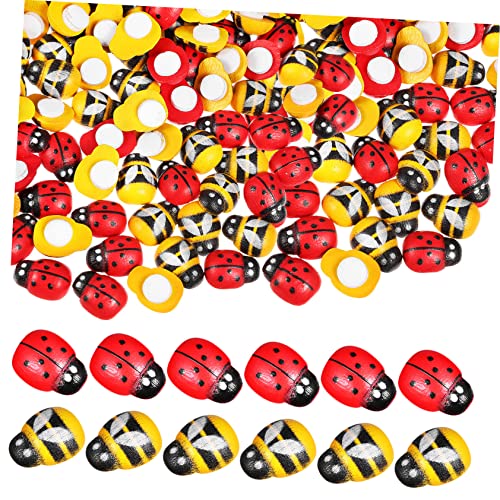 SOIMISS 400 Stück Holz Bienen und Marienkäfer Aufkleber Selbstklebend Kleine Flache Holzverzierungen für DIY Bastelarbeiten Wanddeko Scrapbooking und Handwerksprojekte von SOIMISS