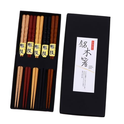 SOIMISS 5 Paare Japanische Holz Essstäbchen Rutsch Holzstäbchen Für Zuhause Restaurant Sushi Verwendung Hochwertiges Naturmaterial von SOIMISS