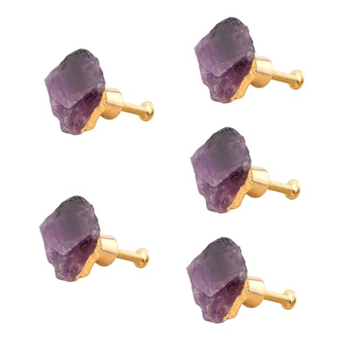 SOIMISS 5 Stück Kristall Möbelknopf Single Hole Türgriff aus Gelbem Messing mit Amethyst Kristall für Kleiderschränke Schuhschränke und Kommoden Eleganter Möbelgriff für Wohn und von SOIMISS