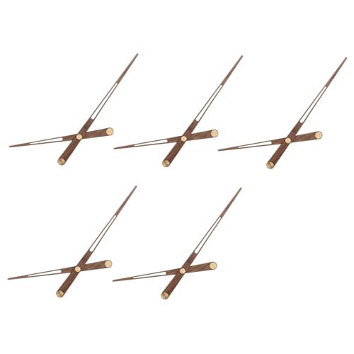 SOIMISS 5 Stück Teiliges Holz Uhrzeiger für Wanduhr DIY Ersatzteile Große Zeiger aus Walnussholz mit Messingkern Passend für Uhren mit Langschaft Geräuschlos und Langlebig von SOIMISS