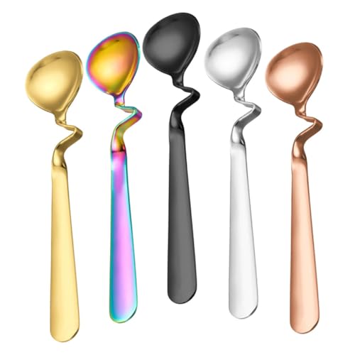 SOIMISS 5 Stück Teiliges Kaffeelöffel mit Gebogenem Griff aus Rostfreiem Edelstahl Langlebige Mischlöffel für Kaffee Honig Desserts und Joghurt Rostfrei Ergonomisch Vielseitig Einsetzbar von SOIMISS