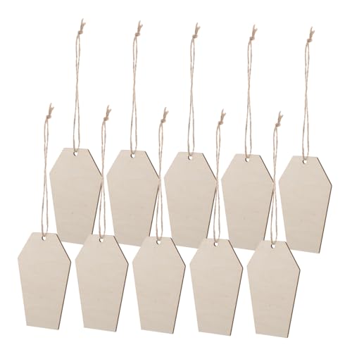 SOIMISS 50 Stück Hölzerne Sargprops Malen Sargausschnitte hölzerne Sargmodellschmuck Halloween leere Holzscheiben Halloween-Party-Requisiten unfertige Holzausschnitte Khaki von SOIMISS