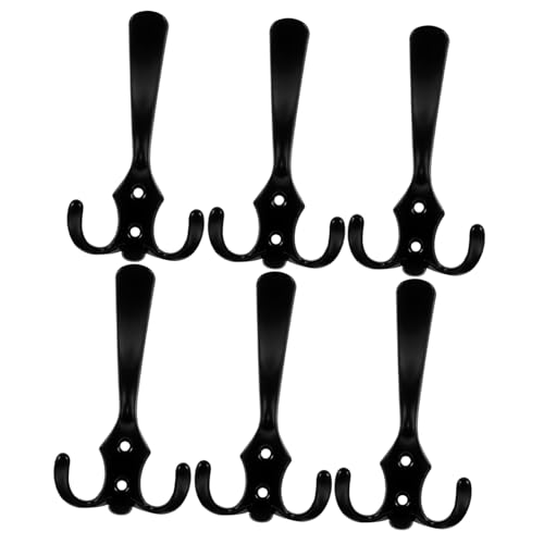 SOIMISS 6 Stück Vintage Wandhaken aus Zinklegierung Rostbeständig Starke Tragkraft Multifunktionale Garderobenhaken für Kleidung Handtücher Taschen Schwarz Wandmontage von SOIMISS