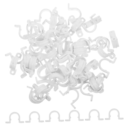 SOIMISS 60 Stück PVC U Förmige Rohrschellen Weiß Isolierend Flammschutz Rohrhalter Befestigungsklammern für Kabel und Schlauchbefestigung mit Hoher Festigkeit und Einfacher Montage von SOIMISS