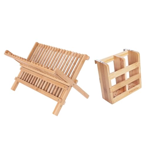 SOIMISS Abtropfgestell aus Hochwertigem Holz mit Doppeltem Regal Großem Fassungsvermögen für Teller Schüsseln und Besteck Praktische Ablaufläche Robustes Küchen Organizer für Tisch und SOIMISS Abtropfgestell aus Hochwertigem Holz mit Doppeltem Regal Großem Fassungsvermögen für Teller Schüsseln und Besteck Praktische Ablaufläche Robustes Küchen Organizer für Tisch und von SOIMISS