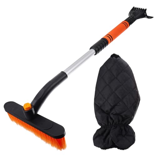 SOIMISS Auto Schneeschaufel mit Abnehmbarem Handschuh Ergonomischer Griff Langlebiger Bürste Eiskratzer und Schneebesen für Schonende Schneeräumung Am Auto von SOIMISS