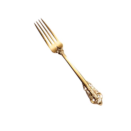 SOIMISS Dinnergabel Goldfarbig Klassisch Präzise Geprägtes Western Besteck Für Restaurant und Zuhause Rostfrei Zum Servieren Von Fleisch und Steak von SOIMISS