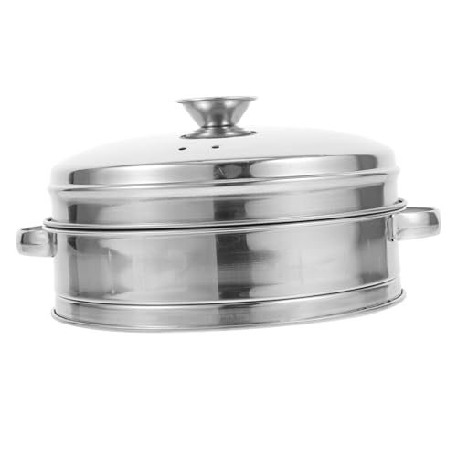 SOIMISS Edelstahl Dampfgarer Einsatz mit Deckel und Doppelgriff Robuster Dampfkörbeinsatz für Wok und Pfanne für Gemüse Meeresfrüchte Dim Sum Vielseitiger Küchensteamer für Gesundes von SOIMISS
