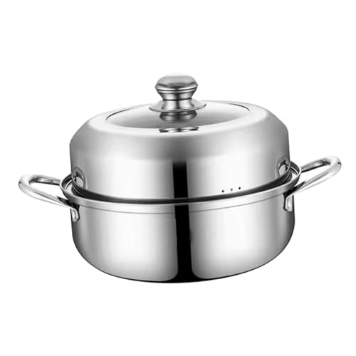 SOIMISS Edelstahl Dampfgarer Topf Großer Fassungsvermögen Korrosionsbeständig Hitzebeständig Multifunktionaler Dämpftopf für Küche und Zuhause Geeignet für Synchrones Kochen Platzsparend von SOIMISS