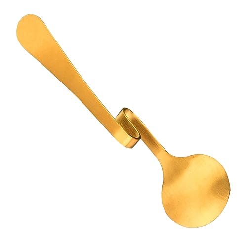 SOIMISS Gebogener Trinklöffel mit Aufhängevorrichtung Polierter Honiglöffel und Dessertlöffel Kleiner Rührlöffel für Kaffee Marmelade und Milchgetränke Langlebig und Rostfrei von SOIMISS
