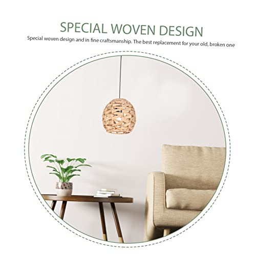 SOIMISS Grassgeflecht Lampenschirm Deckenleuchte Vintage Stil Lampenschirm für Wohnzimmer Schlafzimmer Rustikaler Hängelampe Praktische Lichtabdeckung ohne Leuchtmittel von SOIMISS