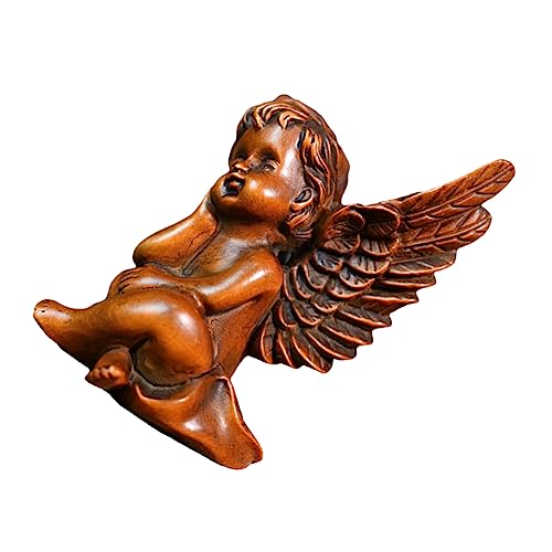 SOIMISS Hölzerne Statue aus Buchsbaum Handwerkskunst für Home Office Desktop Hochwertiges und Langlebiges Engelsornament als zur Einweihung von SOIMISS