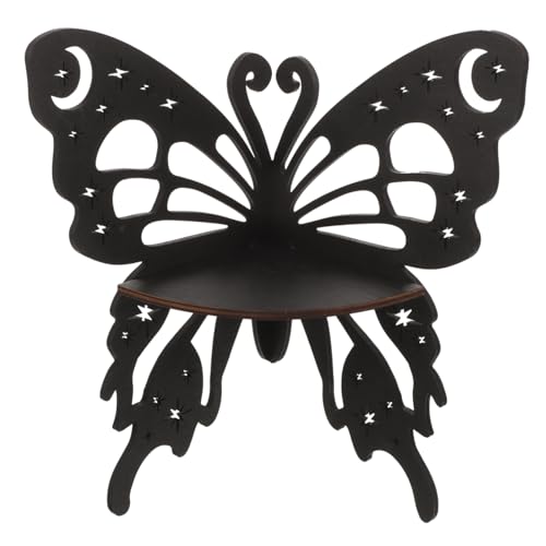SOIMISS Holz Schmetterling Wandregal Rustikales Wandmontiertes Eckregal mit Schwarzem Kristalldisplay für Kleine Gegenstände für Schlafzimmer Wohnzimmer und Büro von SOIMISS