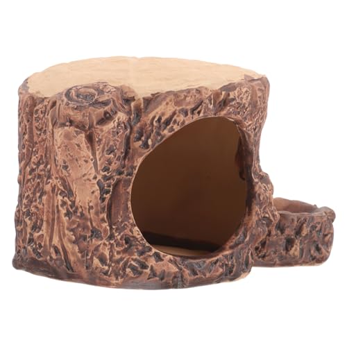 SOIMISS Keramisches Hamsterversteck Kühlendes Schlafnest Baumstumpfform Sichere Dekorative Hamsterhütte für Kleine Haustiere mit Futterstelle für Sommer Ruheplätze von SOIMISS