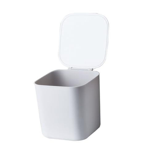 SOIMISS Kleiner Tisch Mülleimer mit Kunststoffdeckel Vielseitiger Rubbish Container für Büro und Wohnzimmer Stabiler Desktop Abfalleimer und Aufbewahrungseimer in Weiß von SOIMISS