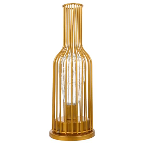 SOIMISS LED Tischlampe Weinflasche Retro design aus Robustem Eisen Kreative Nachttischlampe für Warme Atmosphäre Dekorative Home Barbeleuchtung Goldfarbene Flaschenform ohne Batterie von SOIMISS