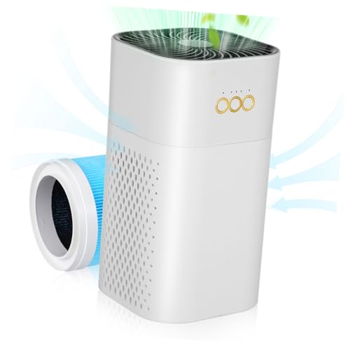 SOIMISS Leiser USB für Schlafzimmer und Büro Tragbarer Mini Luftfilter gegen Rauch Staub und Tierhaare Kompakter Desktop für Kleine Räume Weiß von SOIMISS
