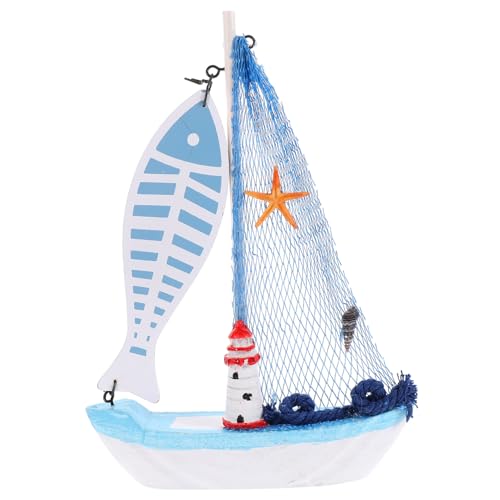 SOIMISS Mediterranes Holz Segelboot Modell Dekofigur Handgefertigt aus Holz und Harz Stilvolle Wohnraumdekoration für Büro Wohnzimmer und Nautische Events von SOIMISS