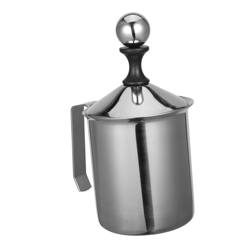 SOIMISS Milchaufschäumer aus Edelstahl Milchschaumbecher milchkrug aus rostfreiem Stahl Milchaufschäumkrug aus Edelstahl manueller milchaufschäumer Milchdampfkrug Rostfreier Stahl Silber von SOIMISS