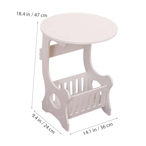 SOIMISS Mini Kaffee Tisch Moderner Beistelltisch mit Stauraum für Wohnzimmer Schlafzimmer und Balkon Runde Form Weiß Klein für Zeitschriften und Dekoration von SOIMISS