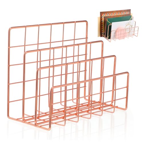 SOIMISS Moderner Desktop Mail Organizer mit Fächern Metallbriefhalter in Roségold Multifunktionaler Schreibtisch Aufbewahrungsständer für Büro und Zuhause Kompakter Zeitschriften und von SOIMISS