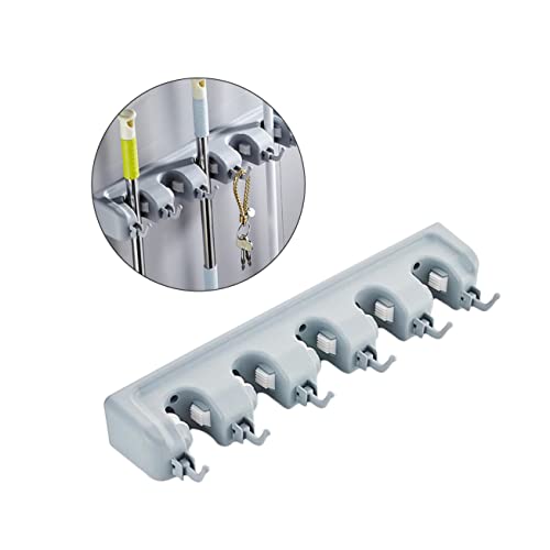 SOIMISS Multifunktionale Wandmontierte Mop Besenhalterung mit Positionen und Haken für Küche Garten und Garage zur Aufbewahrung von Reinigungszubehör von SOIMISS