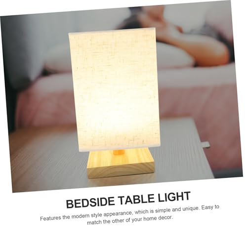 SOIMISS Nachttischlampe mit Stoffschirm und Holzfuß USB tischlampe mit Knopfschalter Warme Lichtquelle Stilvolle Schreibtisch Schlafzimmerleuchte für Gemütliche Wohnräume von SOIMISS