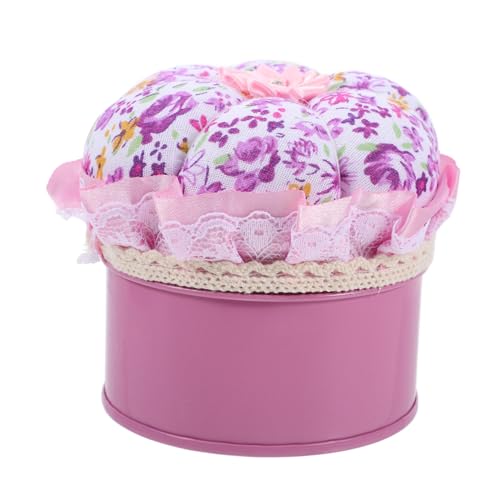 SOIMISS Nadelkissenhalter mit Floralem Design Kürbisförmige Aufbewahrungsbox für Nähzubehör Eleganter Nadelkissen Organizer für DIY Quilting Lila mit Blumenmuster für Zuhause und Büro von SOIMISS
