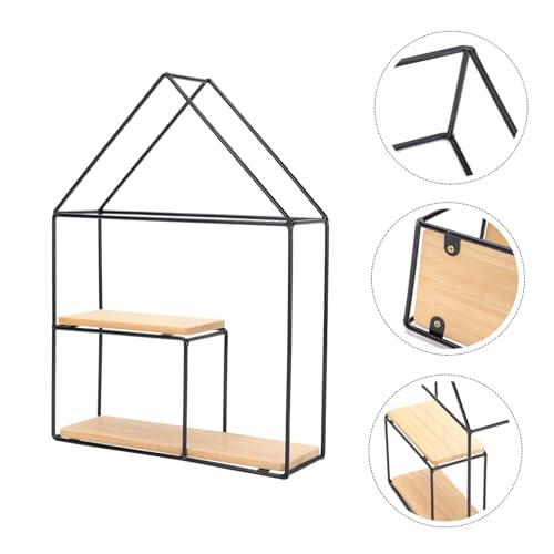 SOIMISS Nordisches Wandregal aus Schwarzem Eisen Wandhängendes Aufbewahrungsregal mit Hausförmigem Rahmen Doppellagiges Design Platzsparend für Wohnzimmer Bad Küche SOIMISS Nordisches Wandregal aus Schwarzem Eisen Wandhängendes Aufbewahrungsregal mit Hausförmigem Rahmen Doppellagiges Design Platzsparend für Wohnzimmer Bad Küche von SOIMISS