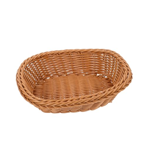 SOIMISS Ovaler Handgewebter Rattan Korb Stabiles Design mit Flacher Basis Vielseitiger Obst und Snackkorb Natürlicher Look für Haushalt und Küche von SOIMISS