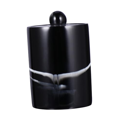 SOIMISS Schwarzer Marmor Resin Baumwollstäbchen Aufbewahrungsbox mit Deckel Staubdichter Zahnstocher und Wattestäbchenhalter Dekorativer Behälter für Zuhause Restaurant Büro von SOIMISS