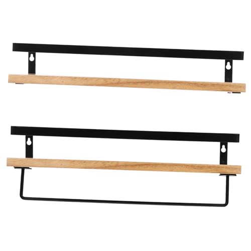 SOIMISS Schwebendes Wandregal aus Leicht Gebranntem Paulownia Holz mit Handtuchhalter Robustes Platzsparendes Badezimmer Wandregal für Vielseitige Aufbewahrung Küche Wohnzimmer und von SOIMISS