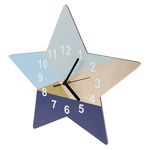 SOIMISS Stabile Leichte Blaue Stern Wanduhr mit Geometrischem Design Geräuschlos Kinderfreundlich für Kinderzimmer Klassenzimmer Büro und Wohnräume Einfach zu Hängen Dekorativ von SOIMISS