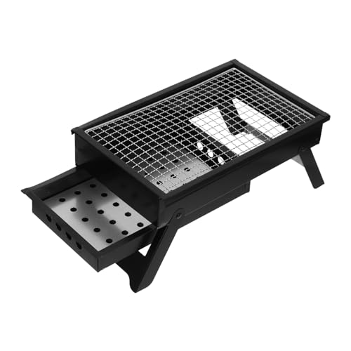 SOIMISS Tragbarer Holzkohlegrill aus Edelstahl mit Klappbarem Design und Herausziehbarer Kohleschublade Praktisch für Outdoor Camping für Personen Einfache Reinigung und Transport von SOIMISS