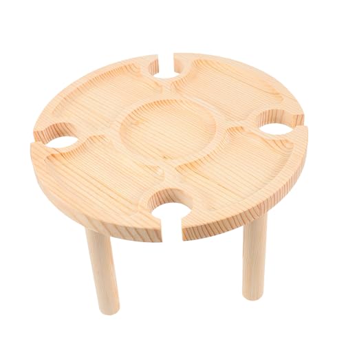 SOIMISS Tragbarer Outdoor Picknicktisch aus Naturmaterial Runder Serviertisch mit Stabilem Gestell Faltbarer Weintisch für Weinliebhaber Geeignet für Garten Strand Camping und SOIMISS Tragbarer Outdoor Picknicktisch aus Naturmaterial Runder Serviertisch mit Stabilem Gestell Faltbarer Weintisch für Weinliebhaber Geeignet für Garten Strand Camping und von SOIMISS