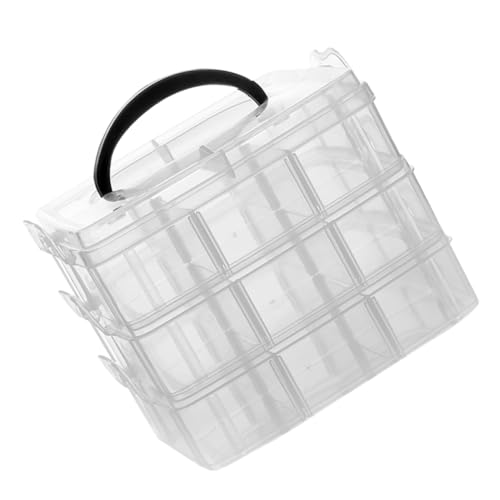 SOIMISS Transparente Plastik Schmuckbox Fächern Abnehmbare Aufbewahrungsbox für Haargummis Leicht und Tragbar mit Praktischem Griff für Ordentliche Schreibtischorganisation von SOIMISS