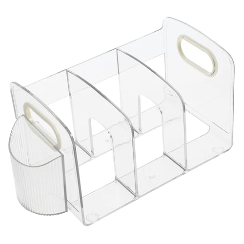 SOIMISS Transparenter Bücherhalter mit Fächern und Stifthalter Vielseitiger Dokumenten und Ordnerorganizer Platzsparendes Schreibtischregal für Büro und SOIMISS Transparenter Bücherhalter mit Fächern und Stifthalter Vielseitiger Dokumenten und Ordnerorganizer Platzsparendes Schreibtischregal für Büro und von SOIMISS