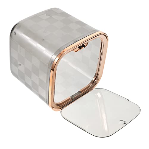 SOIMISS Transparenter Mini Mülleimer mit Automatischem Druckdeckel Stabiler Rutschfester Desktop Abfalleimer aus Robustem Pet Moderner Kleiner Trash Can für Schlafzimmer und Schminktisch von SOIMISS