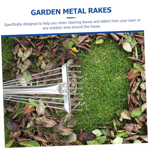 SOIMISS Verstellbarer Laubrechen mit Zähnen aus Rostfreiem Aluminiumlegierungsstahl Langlebiges Gartenzubehör für Laub und Schmutzentfernung im Garten mit Rutschfestem Griff für Garten von SOIMISS
