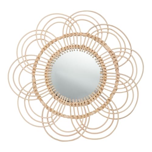 SOIMISS Wandspiegel Rattan Handgefertigt Geflochtener Schminkspiegel Hängend Rustikal Khaki Wanddekoration Fotorequisite Wohnzimmer Schlafzimmer Badezimmer von SOIMISS
