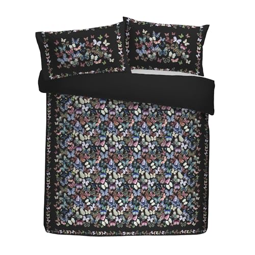 Soiree Papillon Samt-Bettwäsche-Set, 100% recyceltes Polyester, Super-King-Size-Bett, 260 x 220 cm, Anthrazit, Schmetterlingsmuster mit Bordüre, 2 Kissenbezüge Soiree Papillon Samt-Bettwäsche-Set, 100% recyceltes Polyester, Super-King-Size-Bett, 260 x 220 cm, Anthrazit, Schmetterlingsmuster mit Bordüre, 2 Kissenbezüge von SOIREE