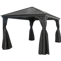 Alu Pavillon Marsala 1216 Hardtop Pavillon mit Moskitonetz Anthrazit 363x483x293 cm - Sojag Alu Pavillon Marsala 1216 Hardtop Pavillon mit Moskitonetz Anthrazit 363x483x293 cm - Sojag von SOJAG