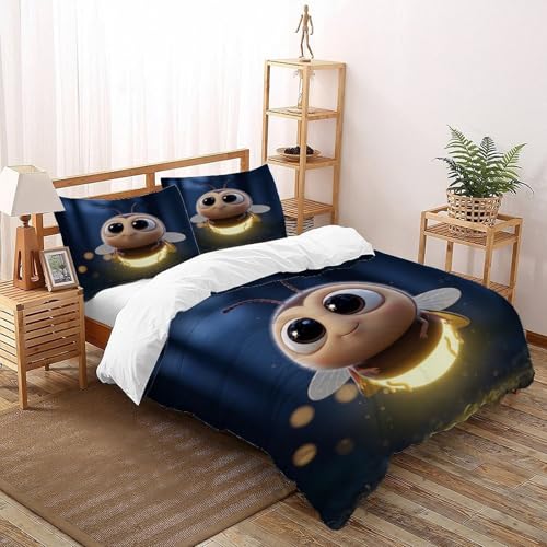 SOJFGSNAJ Autotoon Bee Bettdeckenbezug Für Allergiker Bettwäsche Aus Microfaser - Bettbezug 1er + Kissenbezug 2er, Mit Reißverschlus Super King（260x220cm） von SOJFGSNAJ